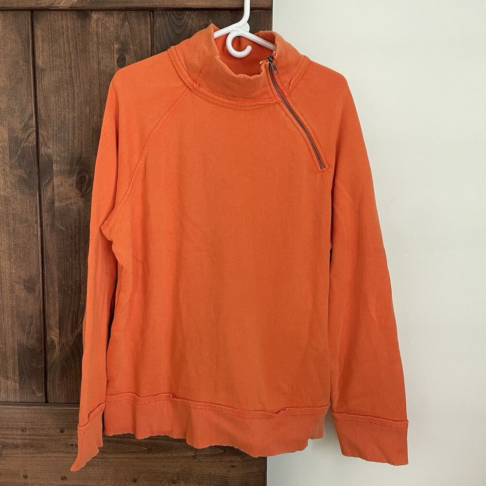 We The Free People Orange Pullover Sweatshirt Womens XL funnel Neck Soft
